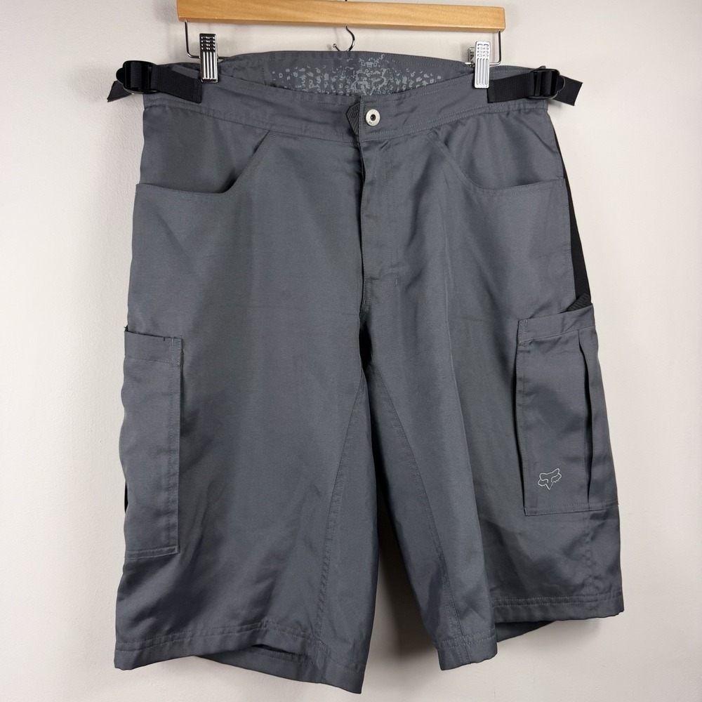Fox Racing Shorts Mens 34-36 Gray Belted Motocross Cycling Racing 13" Inseam